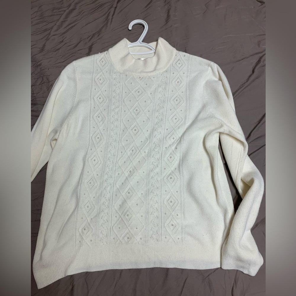 Cream yellow faux pearl Tradition sweater